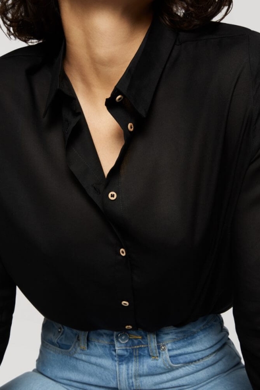 CharlieMary  Overhemd Zwart Tencel