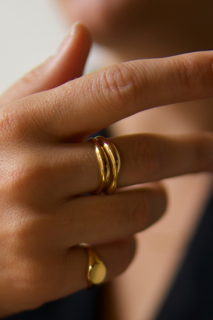Bound Studios  Ringen The Double Trouble Set Massief 14k Goud