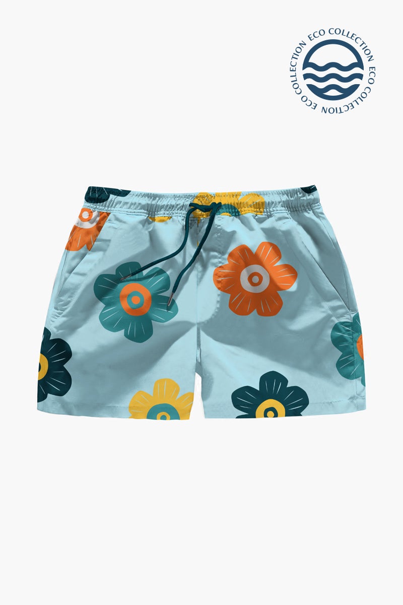 Averie mannen vegan Zwembroek Manzur By Arlo Bloemenprint Op Blauw
