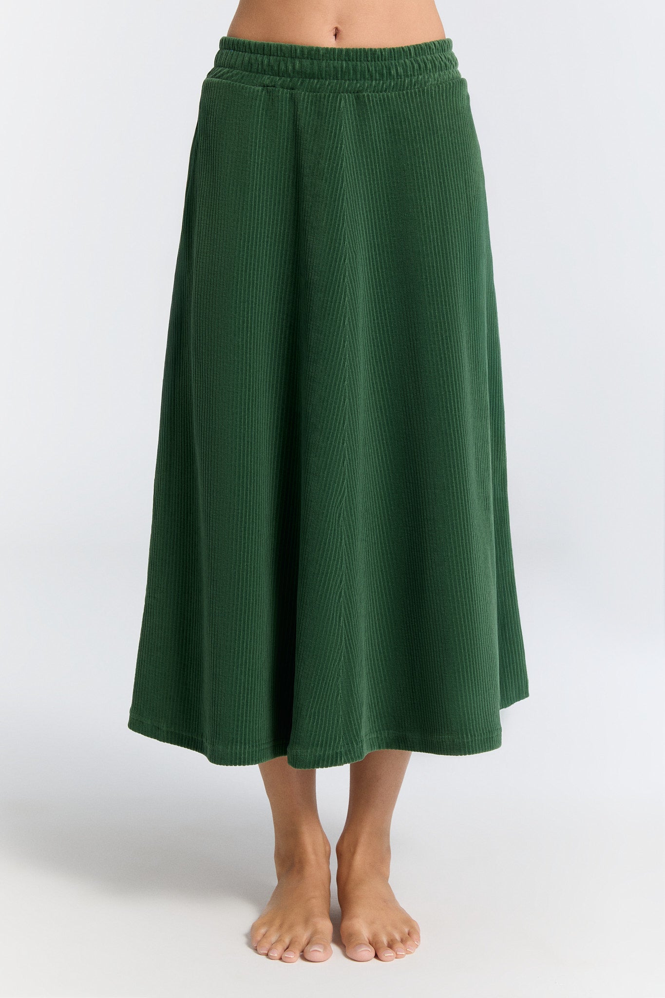Leela Cotton  Rok Van Corduroy Met Dennennaaldmotief Groen