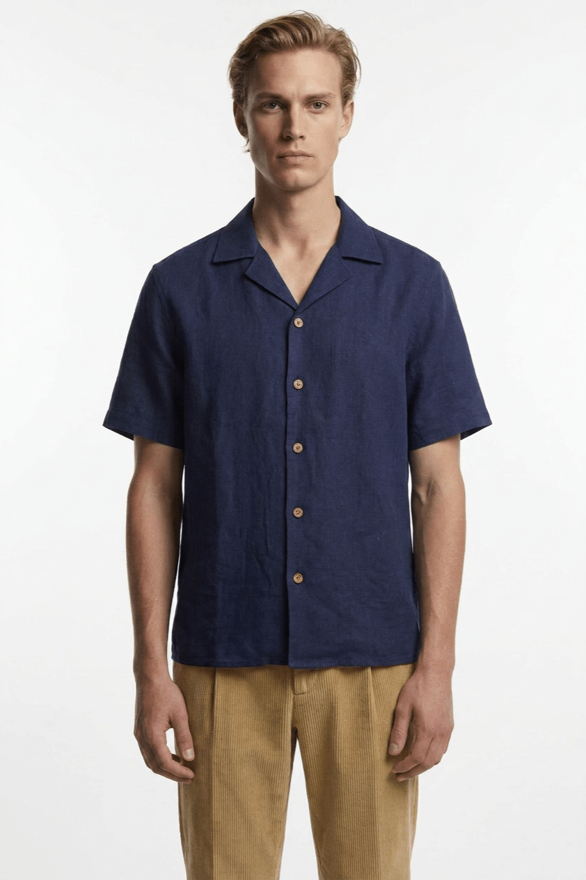 De IONESCU mannen vegan Overhemd Horezu Marineblauw