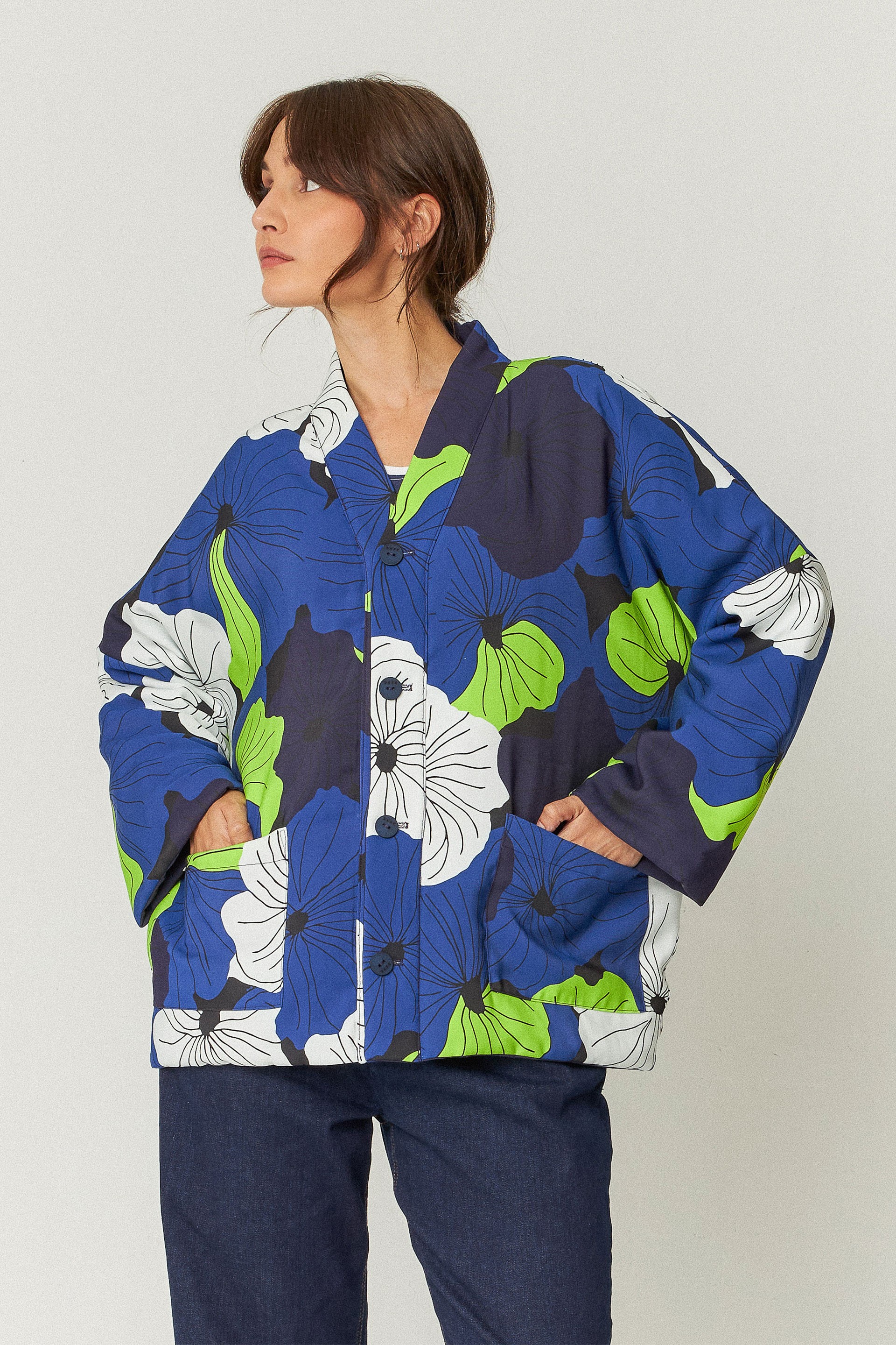SKFK  Omkeerbare Jas Alana In Marineblauw