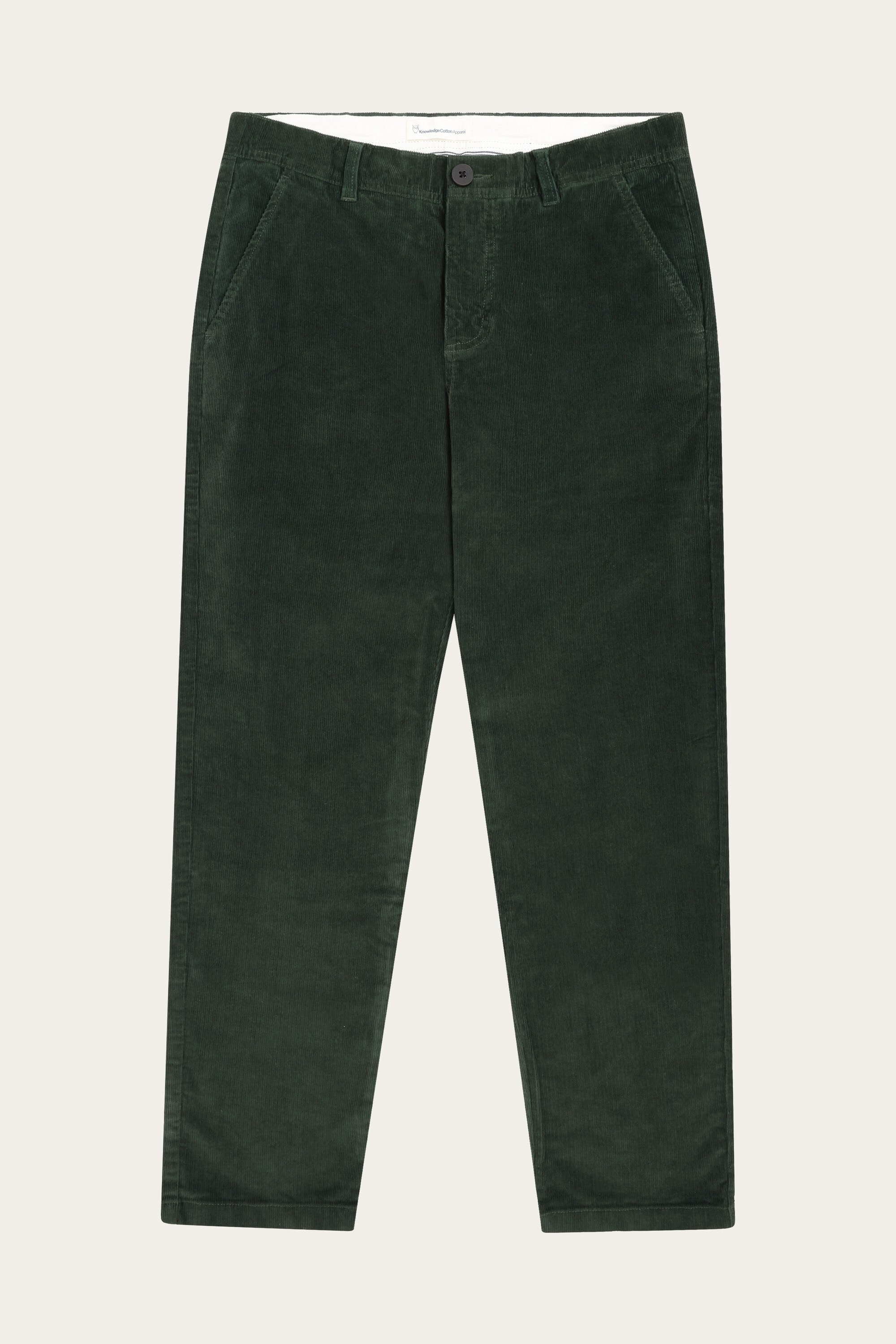 KnowledgeCotton Apparel mannen vegan Broek Corduroy Chuck Regular Forrest Night Green