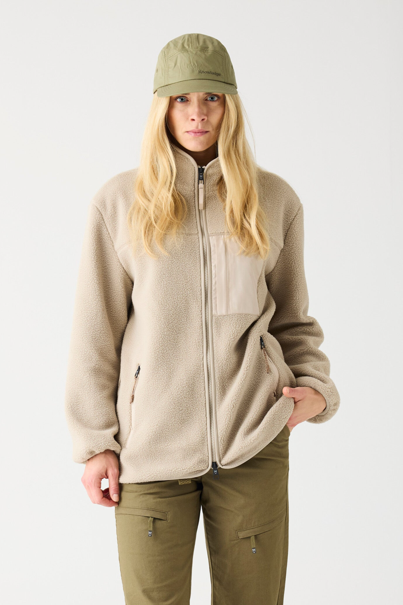 KnowledgeCotton Apparel  Fleecejack Met Losse Pasvorm En Ritssluiting, Lichtgrijs