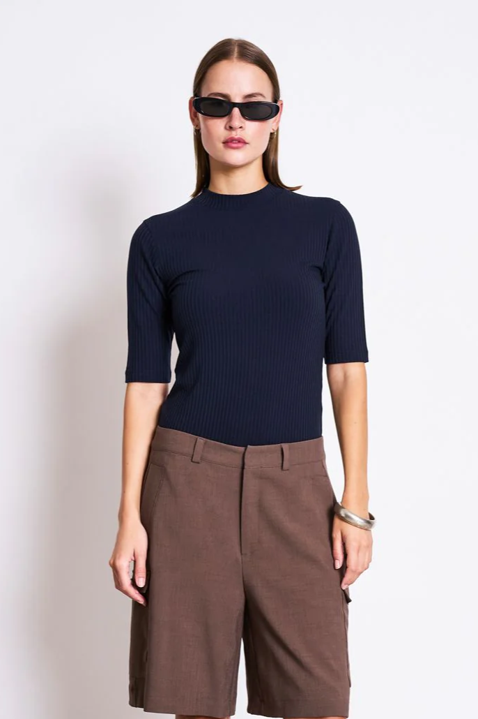JAN 'N JUNE  T-Shirt Met Ribbels Nina Nightfall Blue
