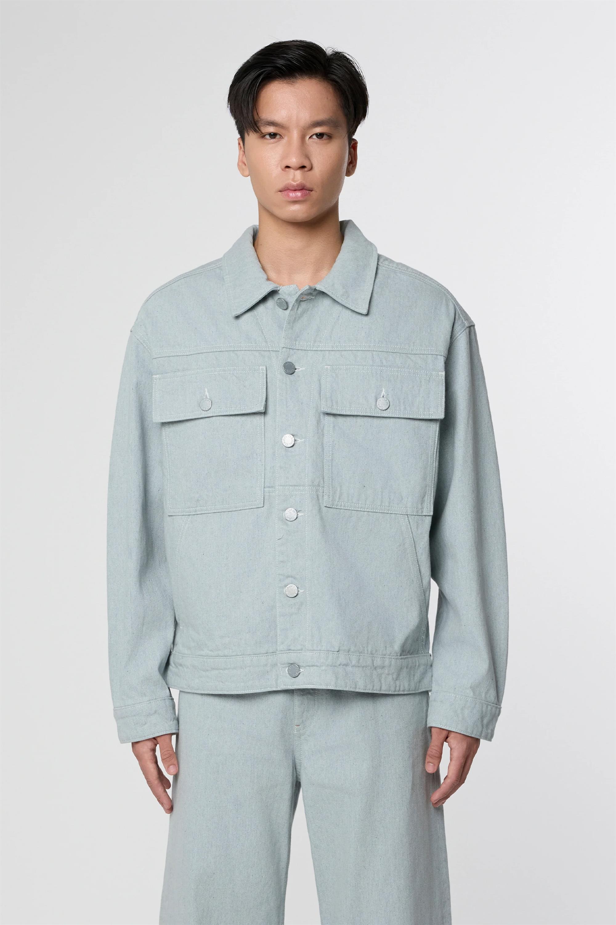 Dawn mannen vegan Denimjack Dune Boxy Van Gerecycled Blauw