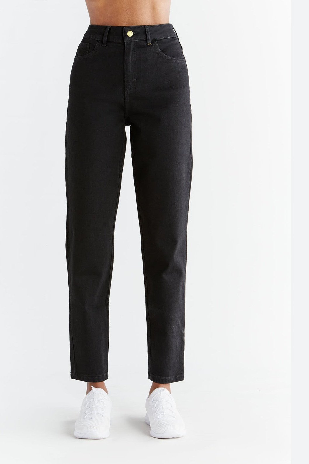 Evermind  Jeans Met Mom Fit Pasvorm Antracietzwart