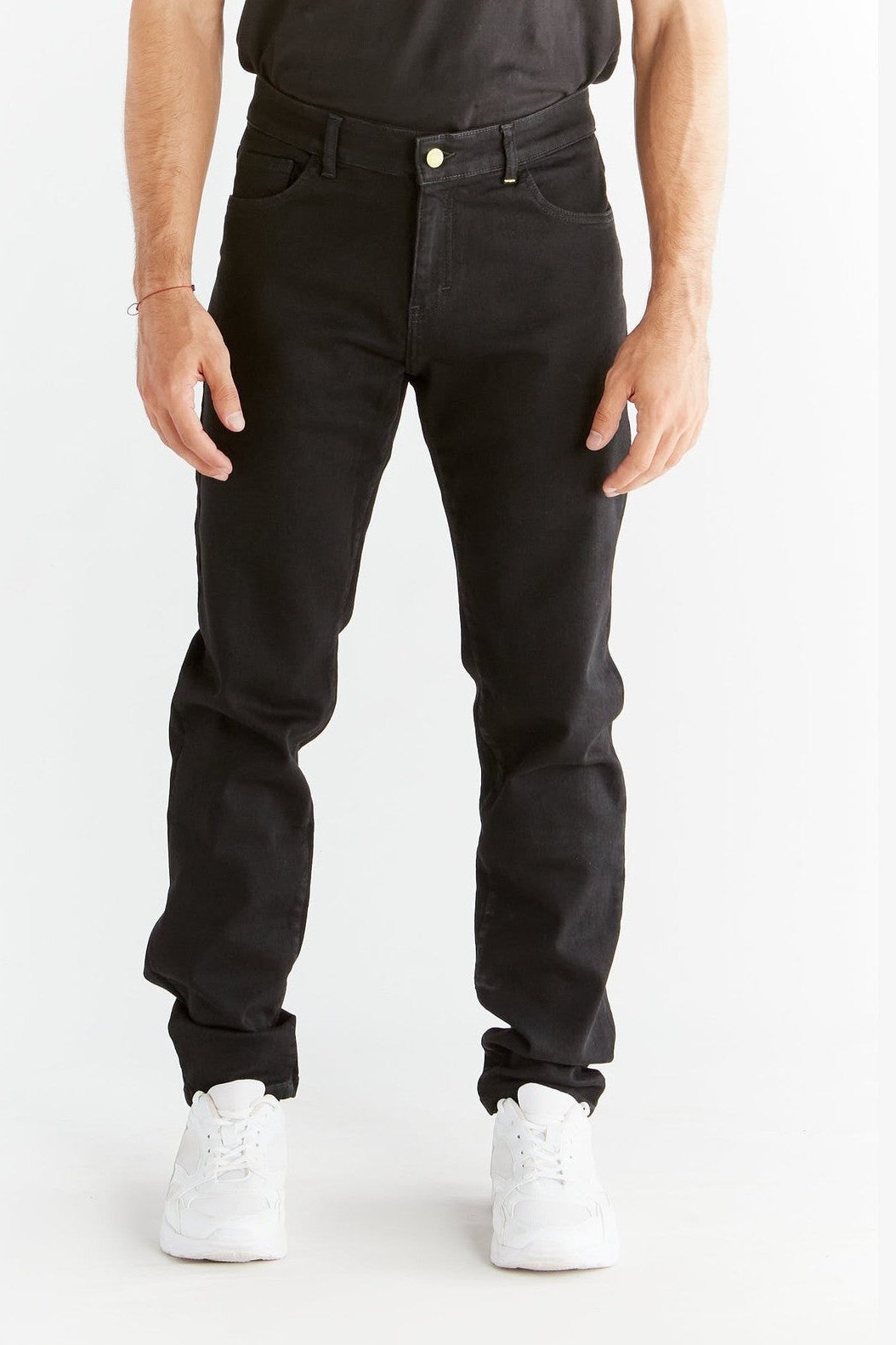 Evermind mannen vegan Stretch Jeans, Slim Fit Antracietzwart