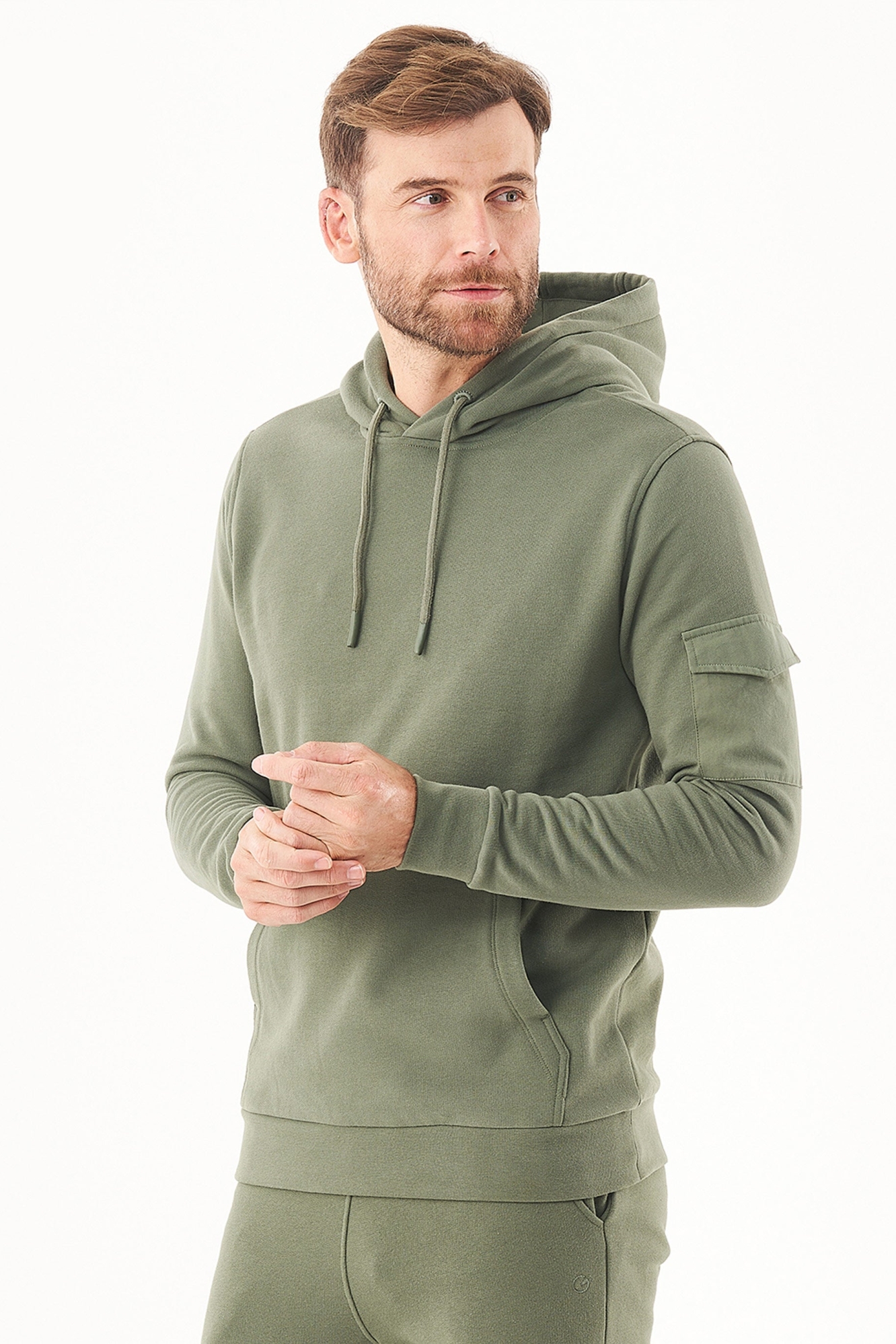 ORGANICATION mannen vegan Soft Touch Sweathoodie Olijfgroen