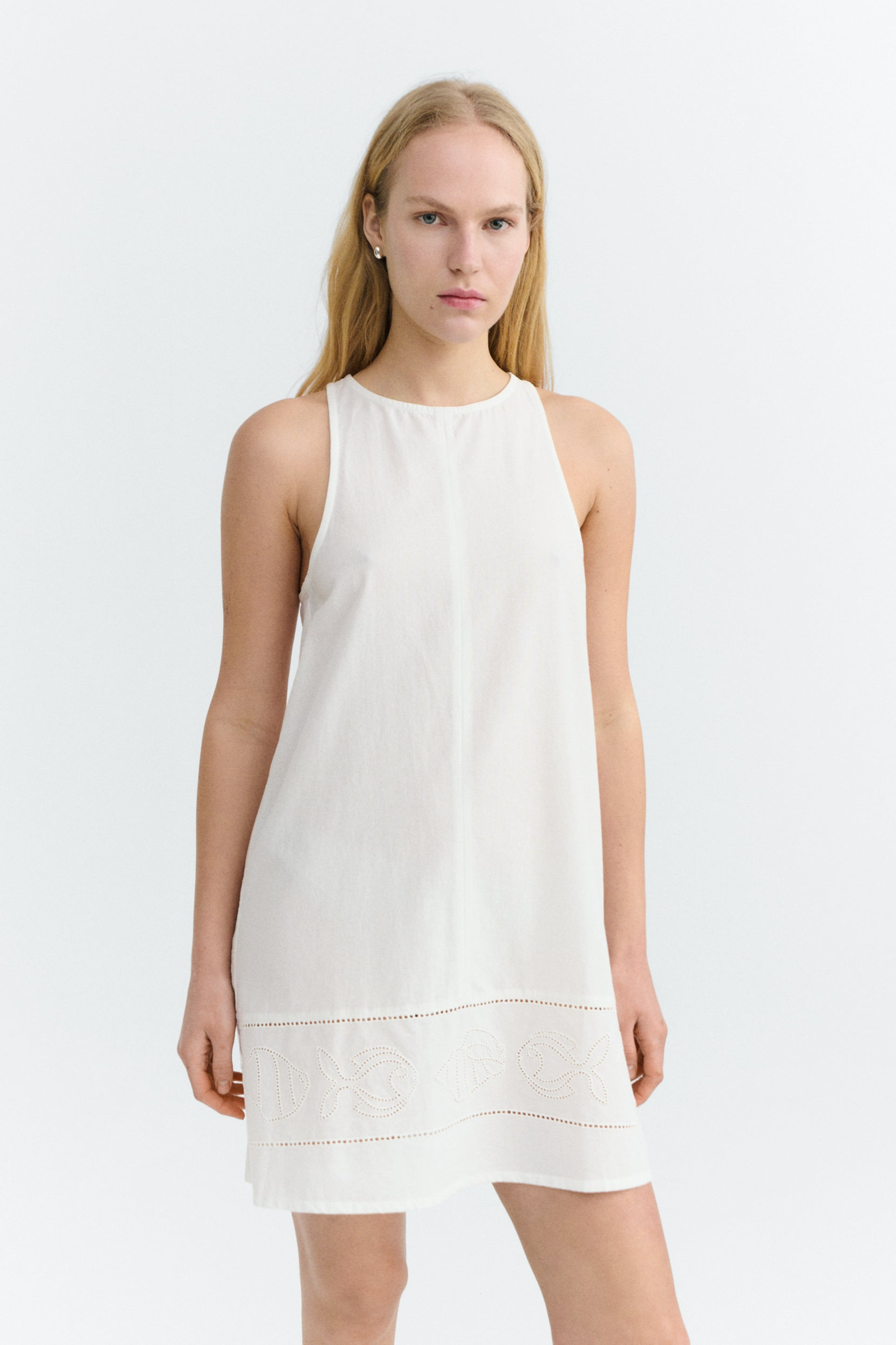 Thinking MU  Korte Jurk Aniela Met Borduursels, Wit