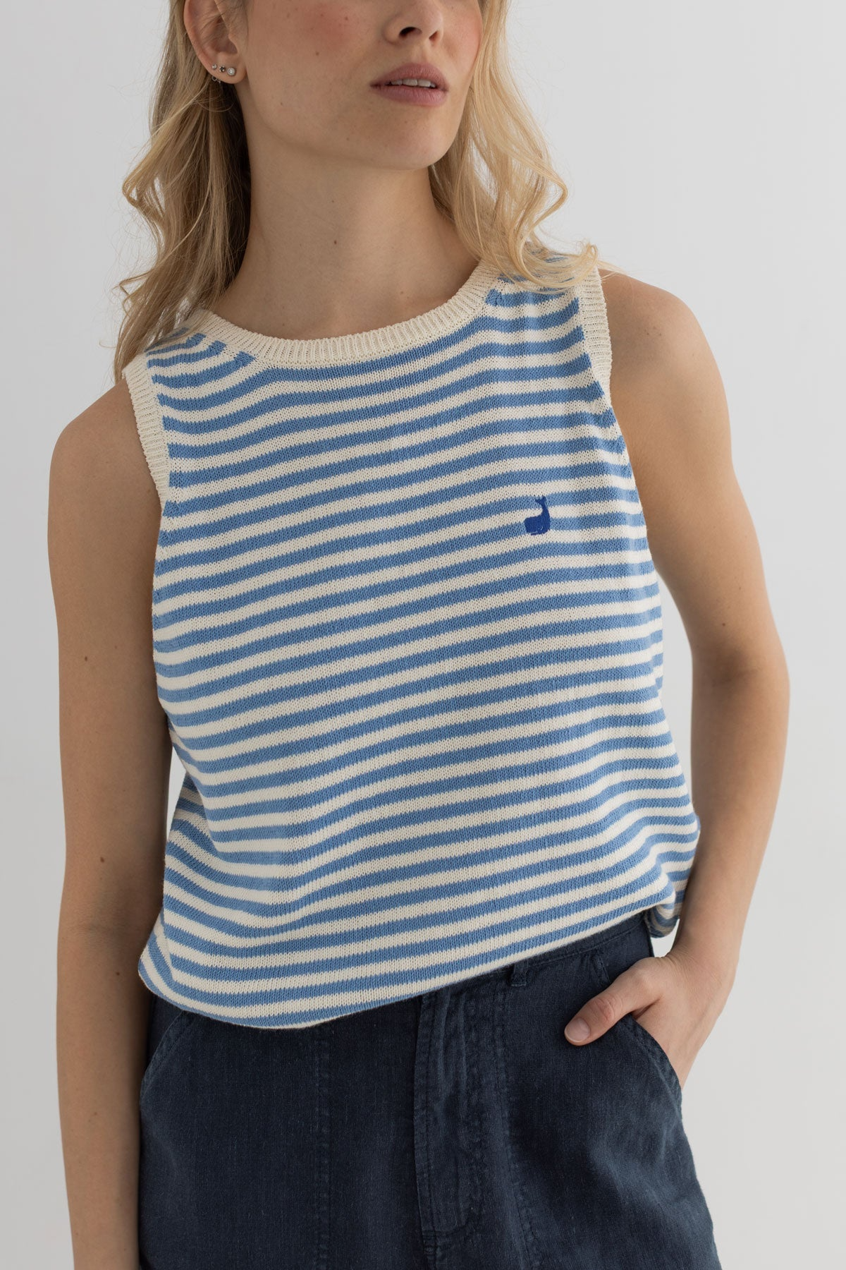 TWOTHIRDS  Top Ios Denim Blauwe Strepen