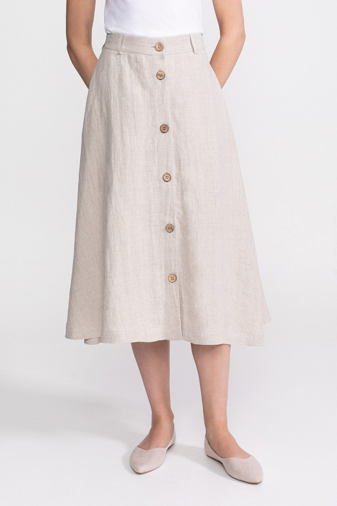 De IONESCU  Midi Rok In Beige