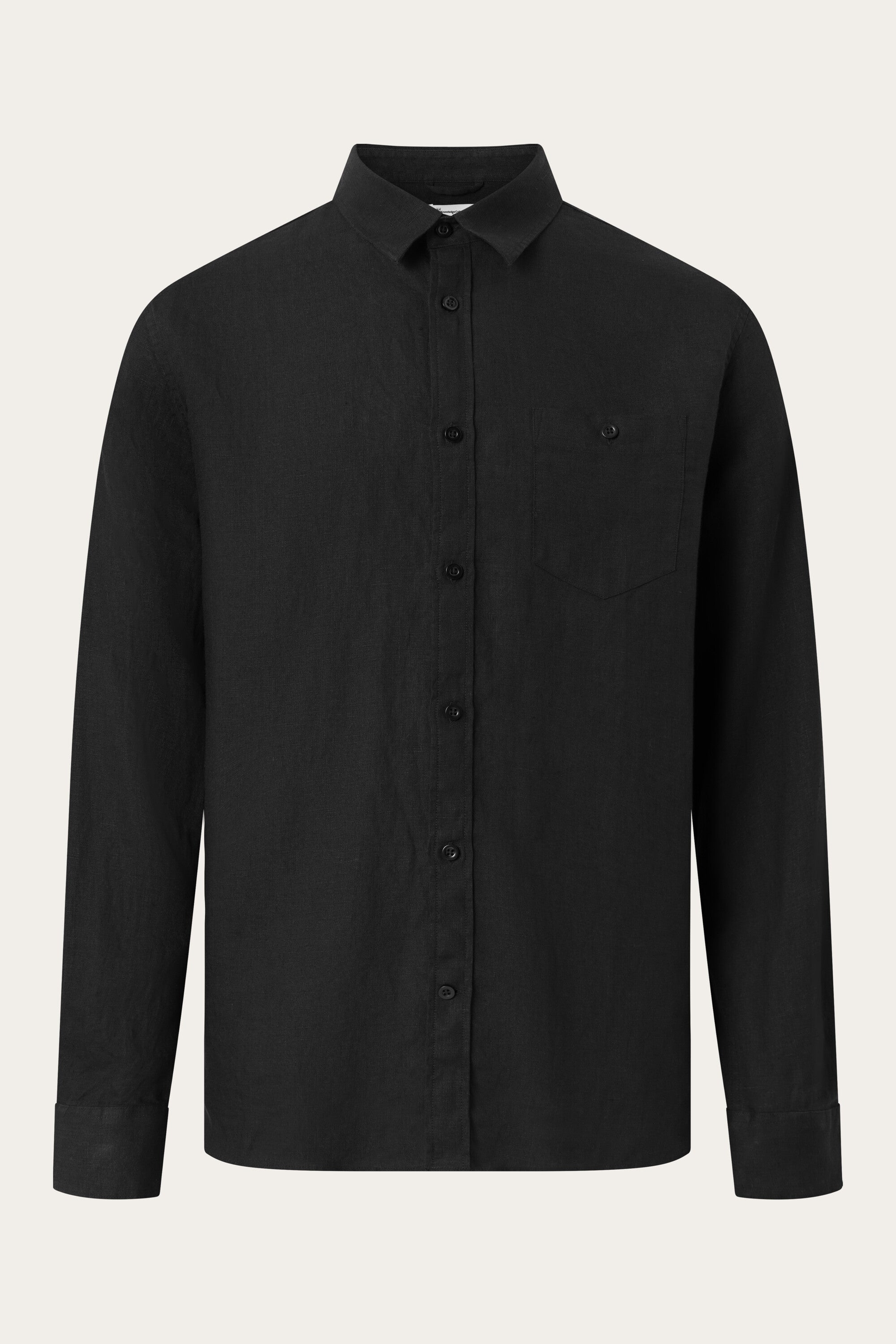 KnowledgeCotton Apparel mannen vegan Overhemd Op Maat Gemaakt In Zwart Gitzwart.