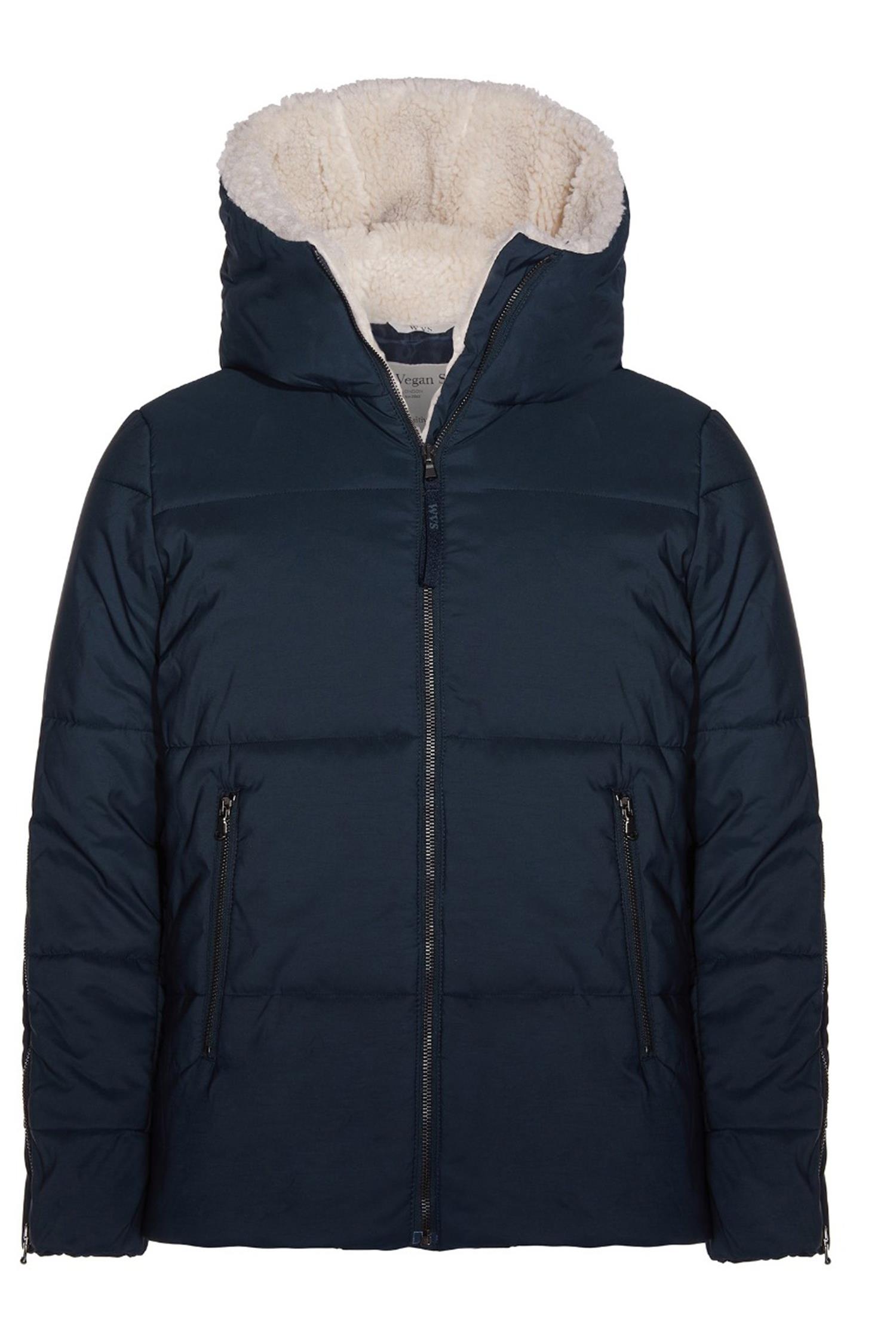 Will's Vegan Store  Puffer Vegan Shearling Donkerblauw & CrÃ¨me