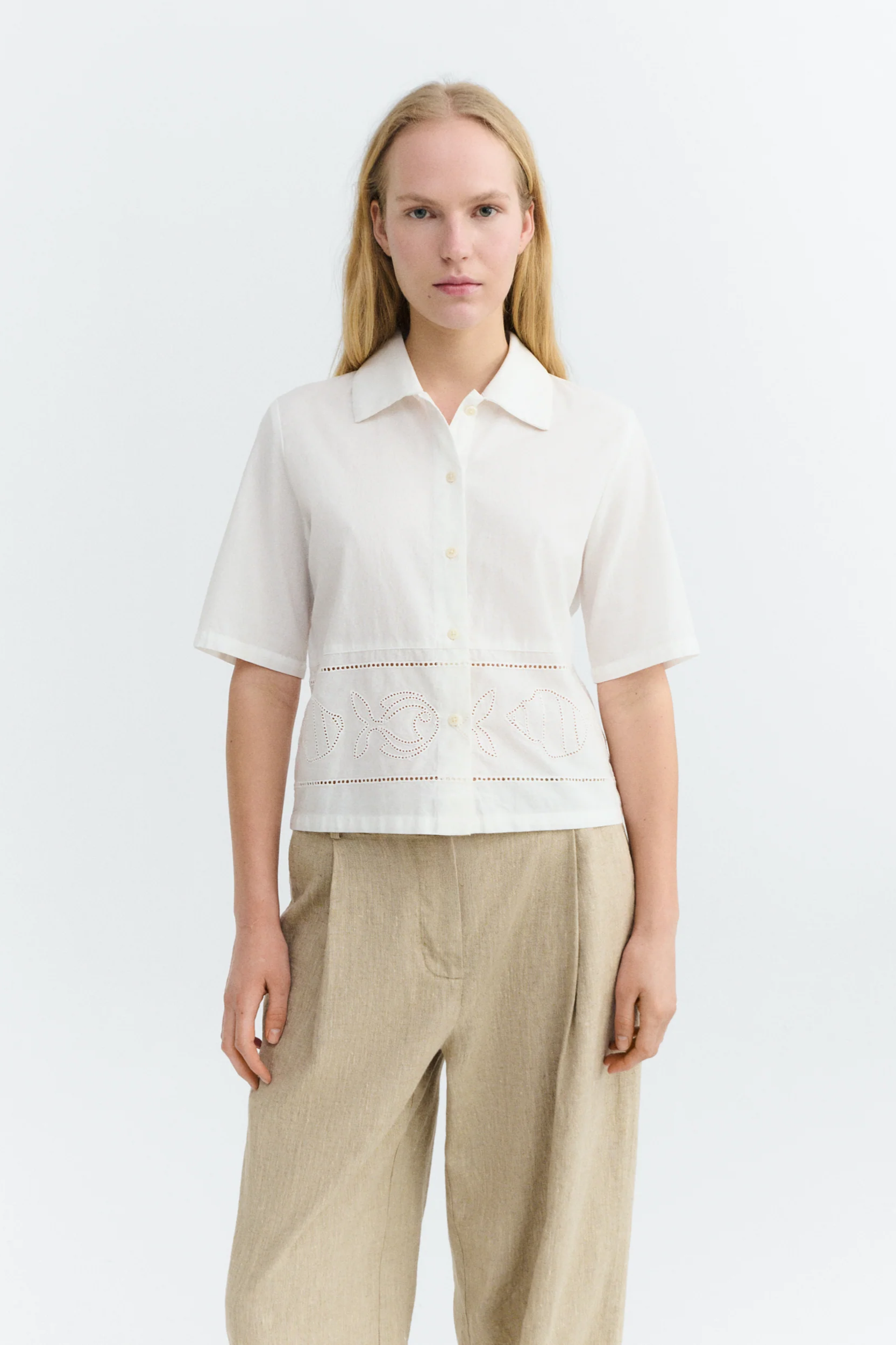 Thinking MU  Blouse Ane Geborduurd Wit
