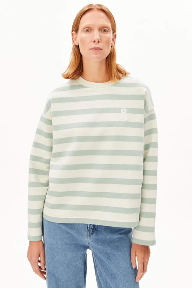 ARMEDANGELS  Trui Frankaa Bold Foam Groen & Wit