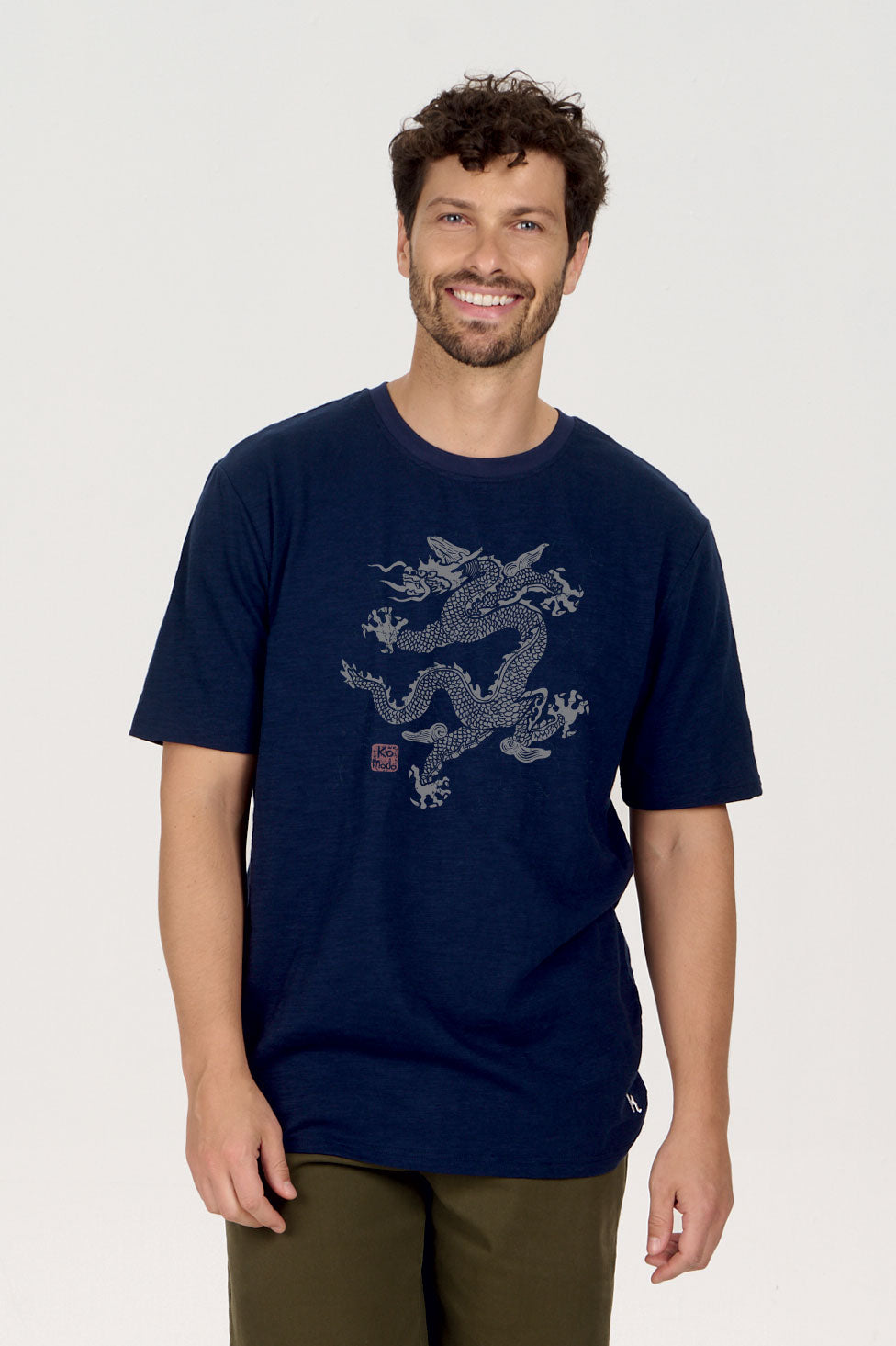 KOMODO mannen vegan T-Shirt Dragon 25 Marineblauw