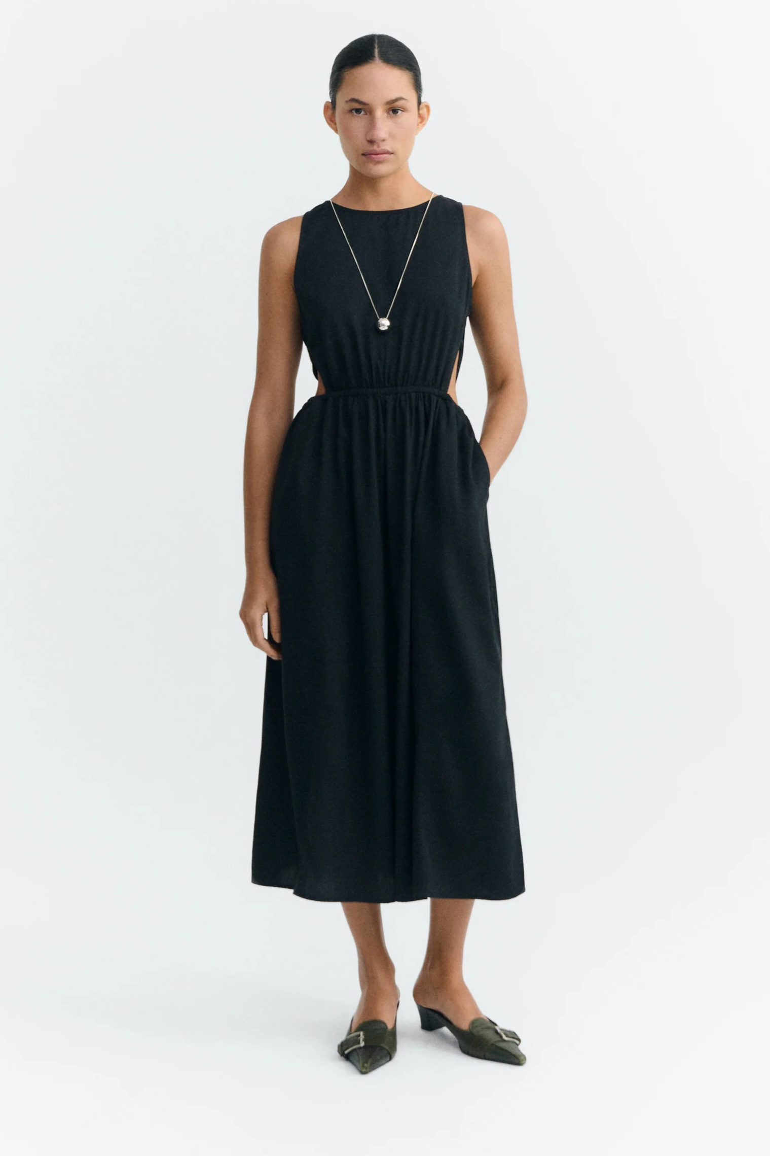 Thinking MU  Midi-Jurk Kin Zwart