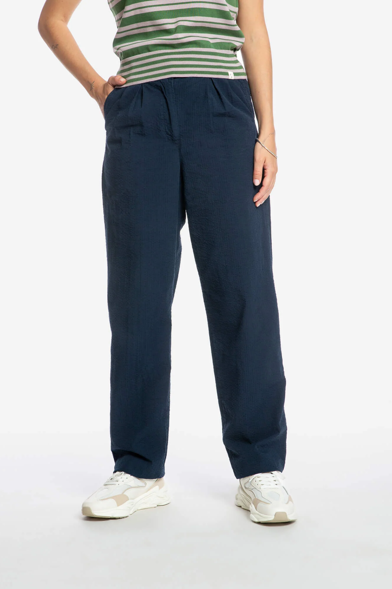 MATONA  Geplooide Broek In Marineblauw