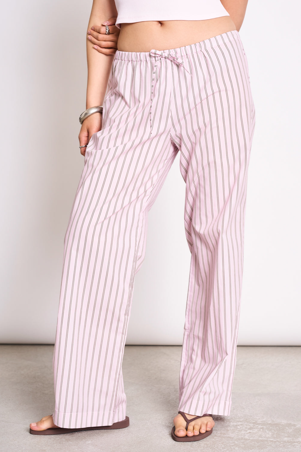 JAN 'N JUNE  Broek Cetos Licht Orchidee Gestreept