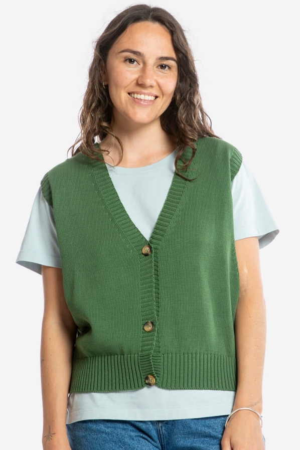 MATONA  Boxy Gebreid Vest In Groen