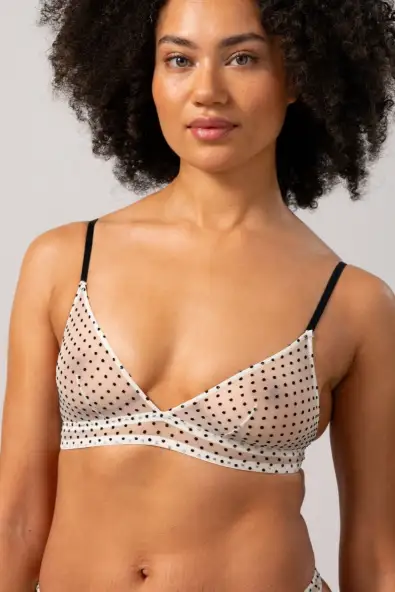 Understatement  Mesh Triangle Bralette CrÃ¨me/Zwart CrÃ¨me/Zwart