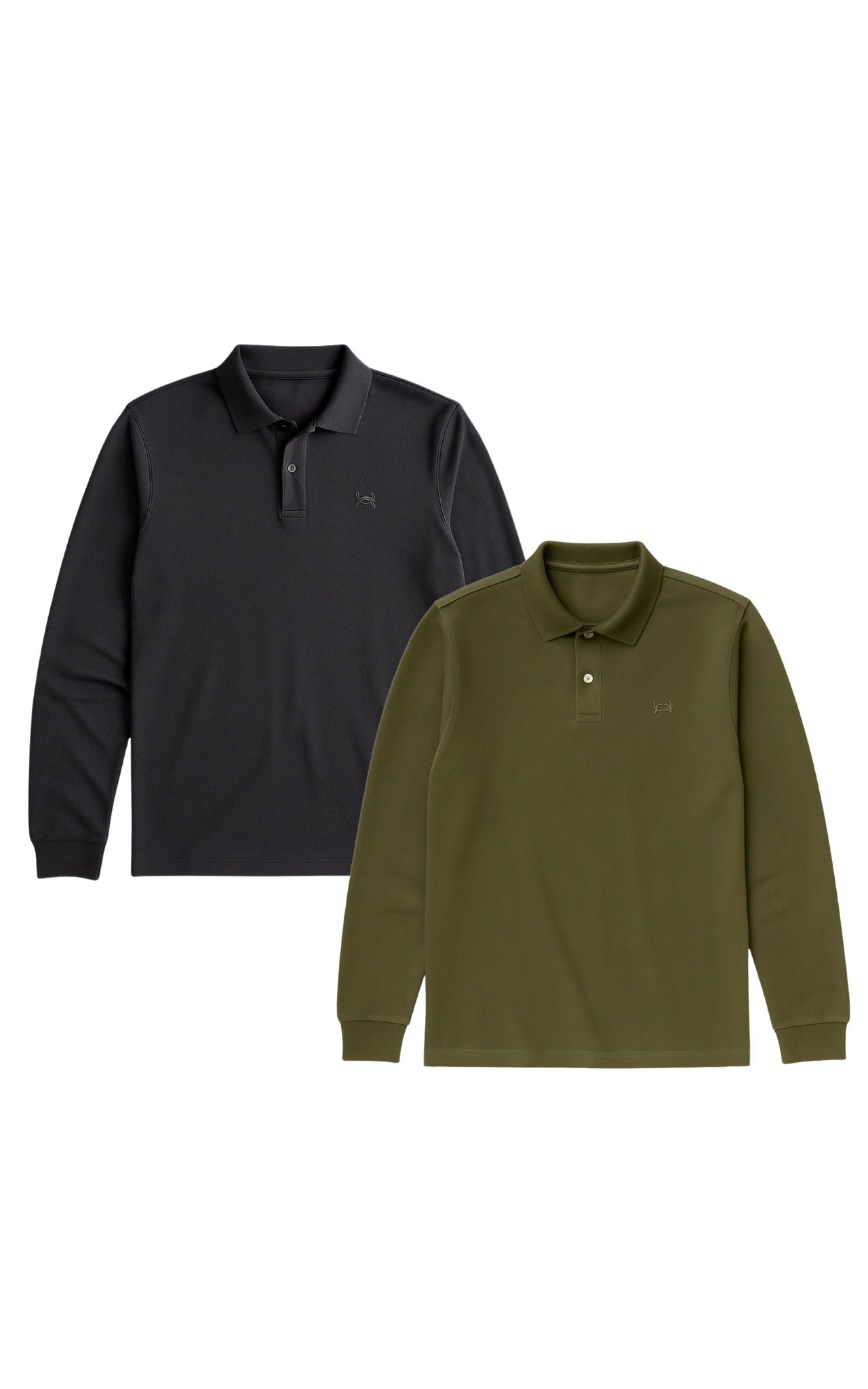 GORG mannen vegan Multipack 2 Poloshirts Met Lange Mouwen In Antraciet/Druivenbladmotief