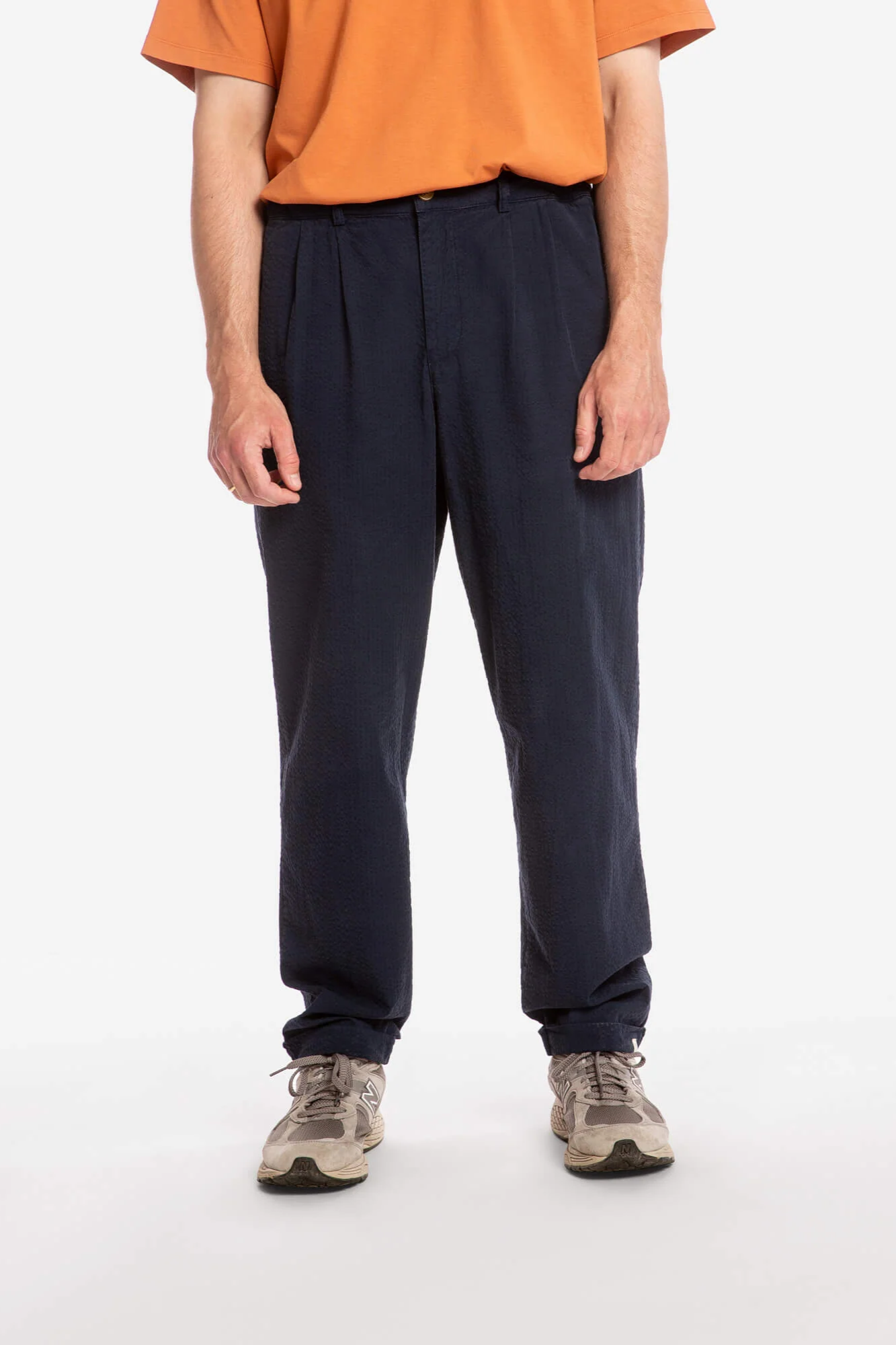 MATONA mannen vegan Broek Van Seersucker In Marineblauw