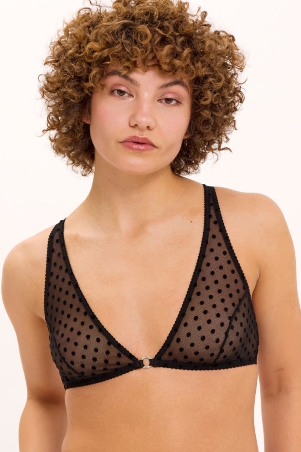 Understatement  Bralette Van Mesh Met Diepe V-Hals En Zwarte Stippen