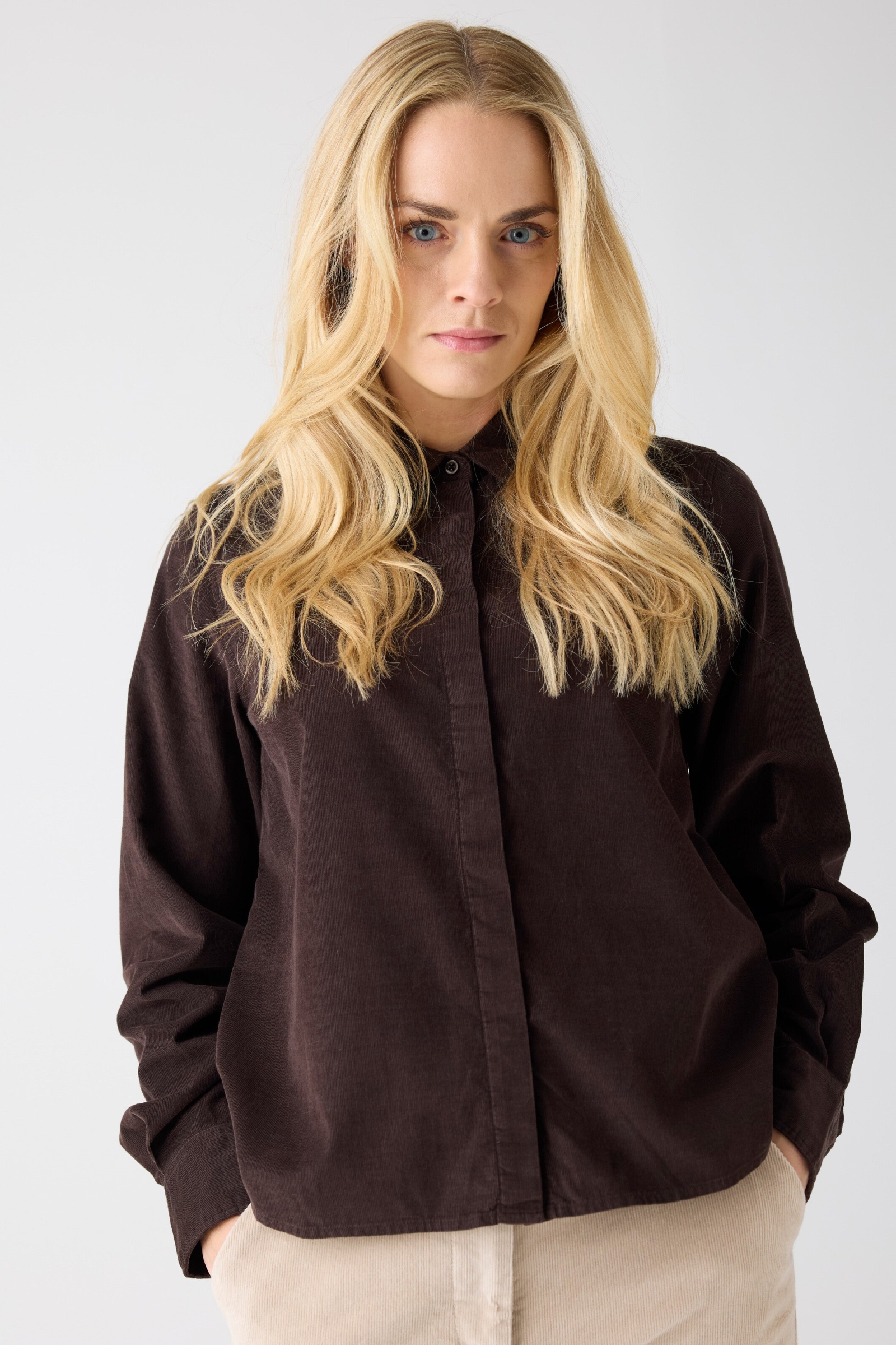 KnowledgeCotton Apparel  Overhemd Van Corduroy Met Chocoladetaart