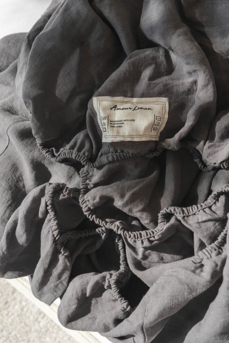 AmourLinen  Getailleerde Hoeslaken Houtskool