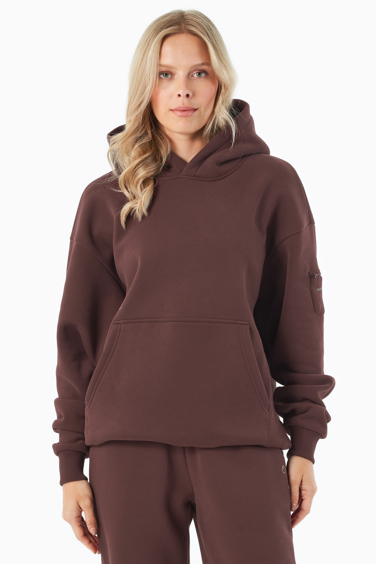 ORGANICATION mannen vegan Hoodie Harvinn Bitter Chocolate