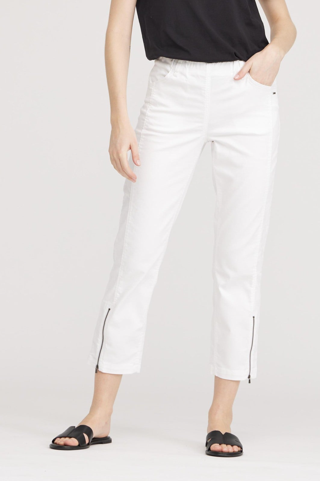 LAURIE  Broek Regular Crop Piper Wit