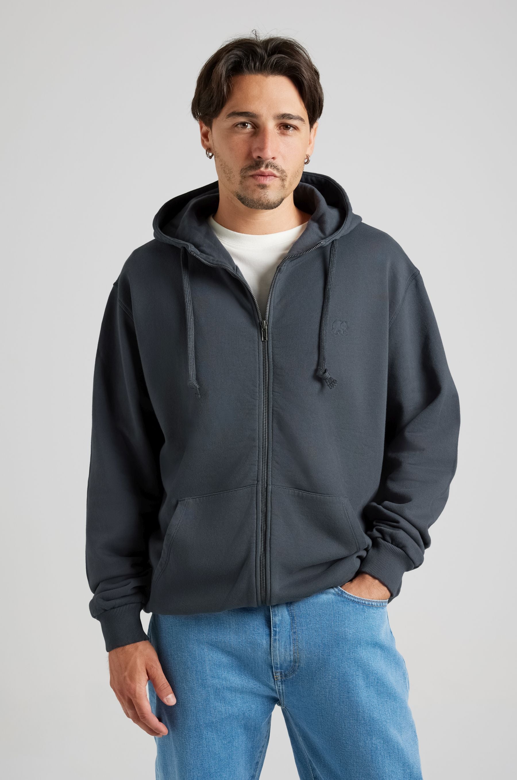 Trendsplant mannen vegan Hoodie Met Rits Essential Bitumengrijs