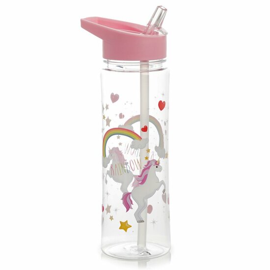 Tritan waterfles 550ml BPA vrij - Enchanted Rainbows Unicorns