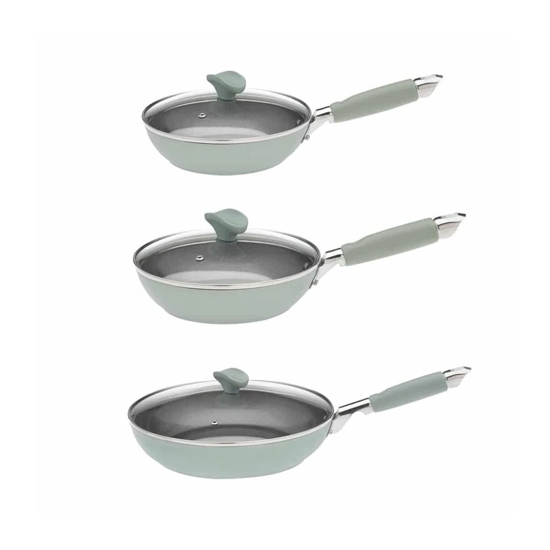 Pannenset 'Elena' - 3 koekenpannen van 20, 24 en 28 cm met deksels - Primecook