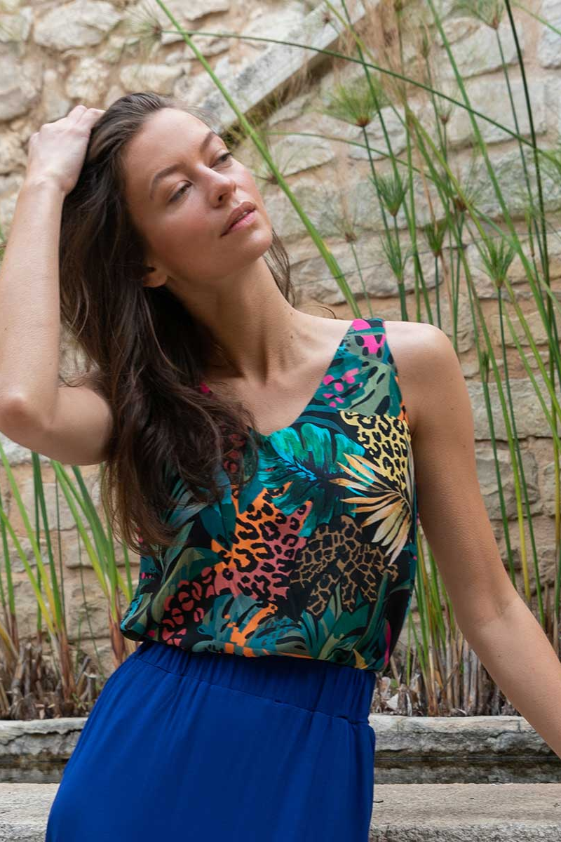 Widda  Blouse Vau Patroon Multicolor