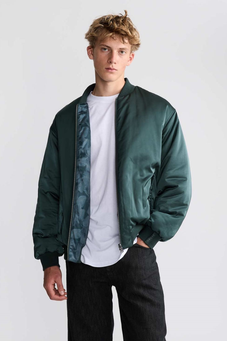 Yahmo mannen vegan Omkeerbare Bomberjack Konrad Shadow/Petrol