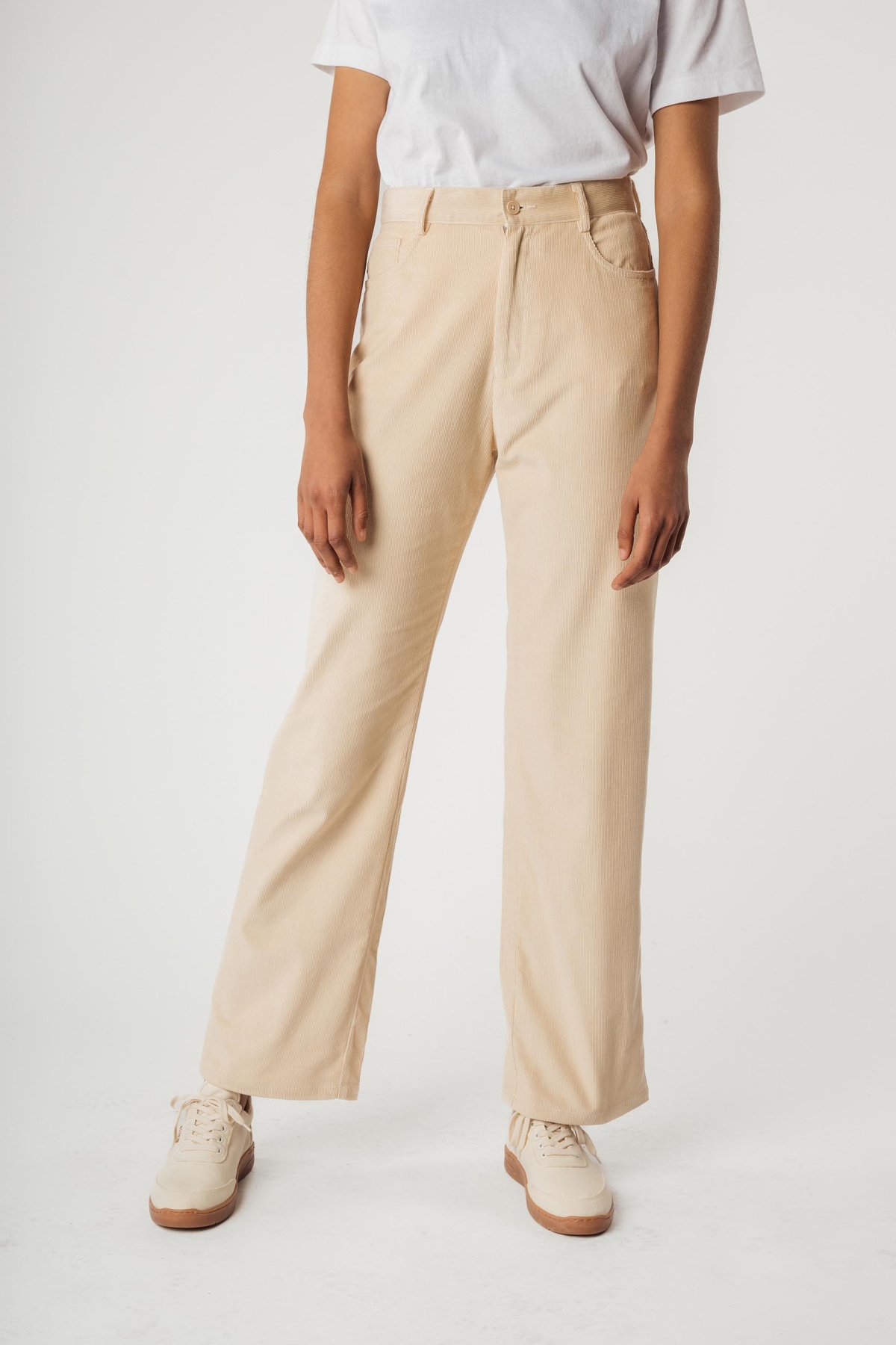 MELA  Broek Oorja Hoge Taille Corduroy Amandel