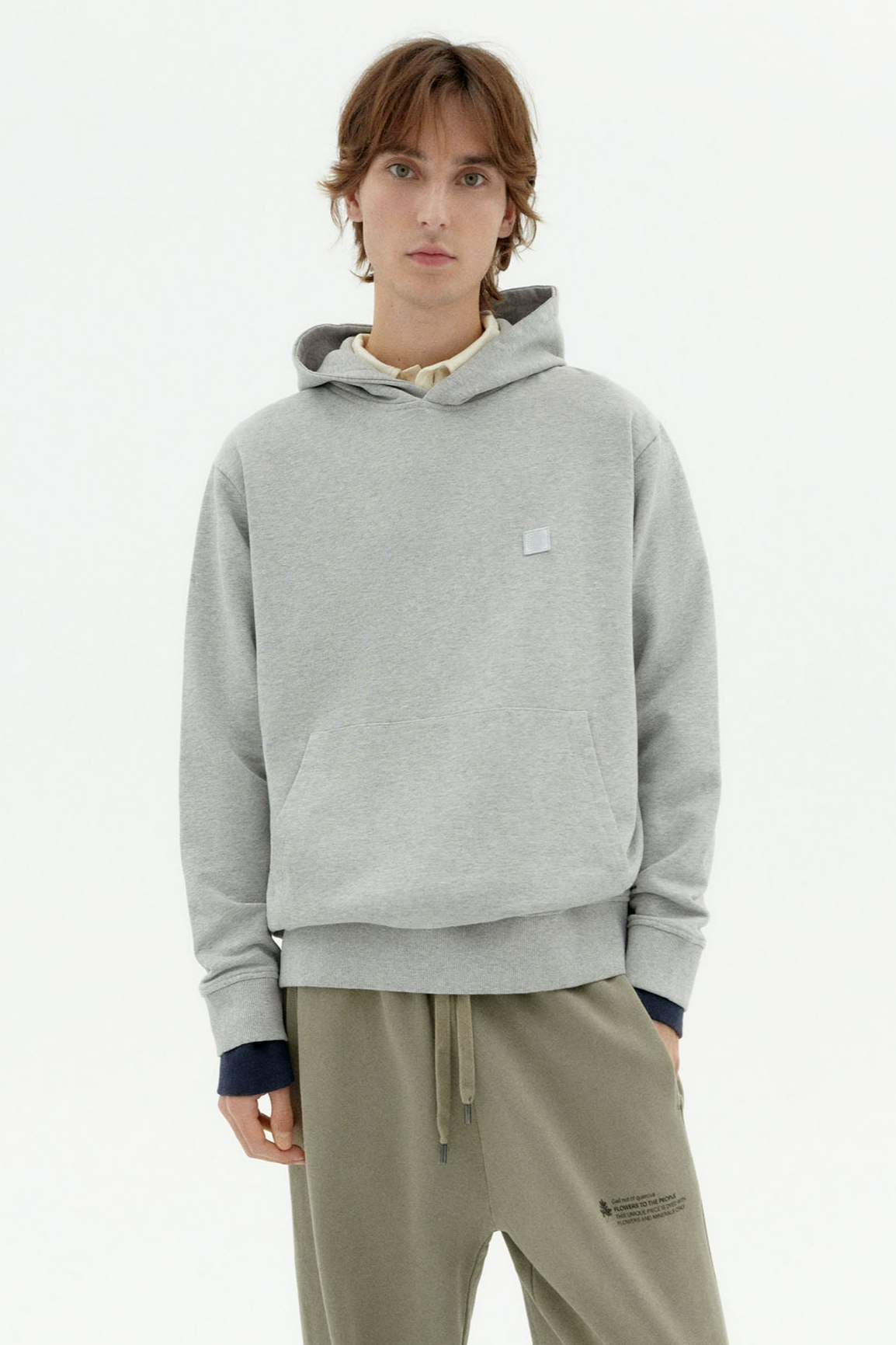 Thinking MU mannen vegan Capuchonsweater Simon Contrast Sun Grey
