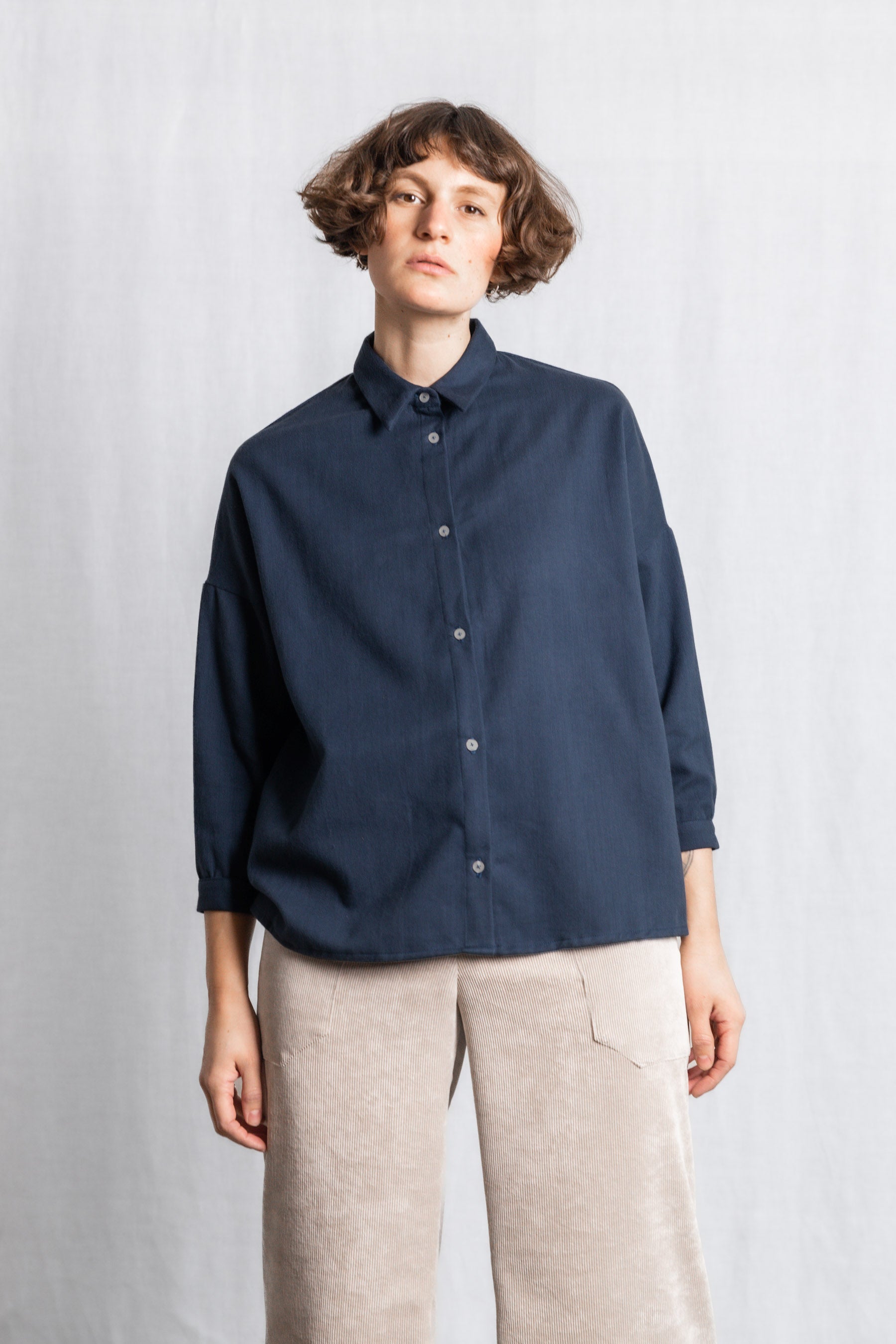 Jyoti - Fair Works  Shirt Mayank Grijs Blauw