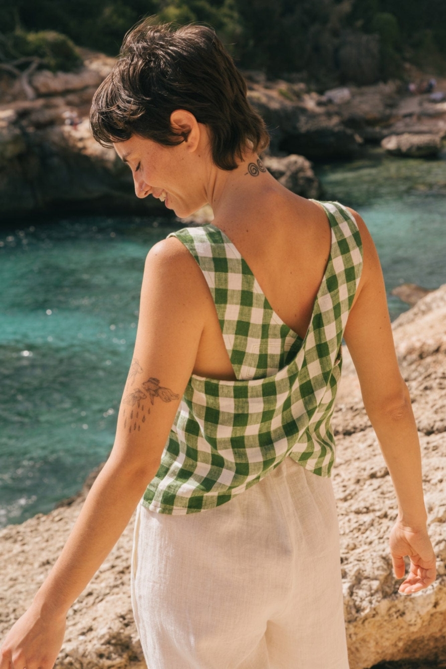 AmourLinen  Top Ella Groen Gingham