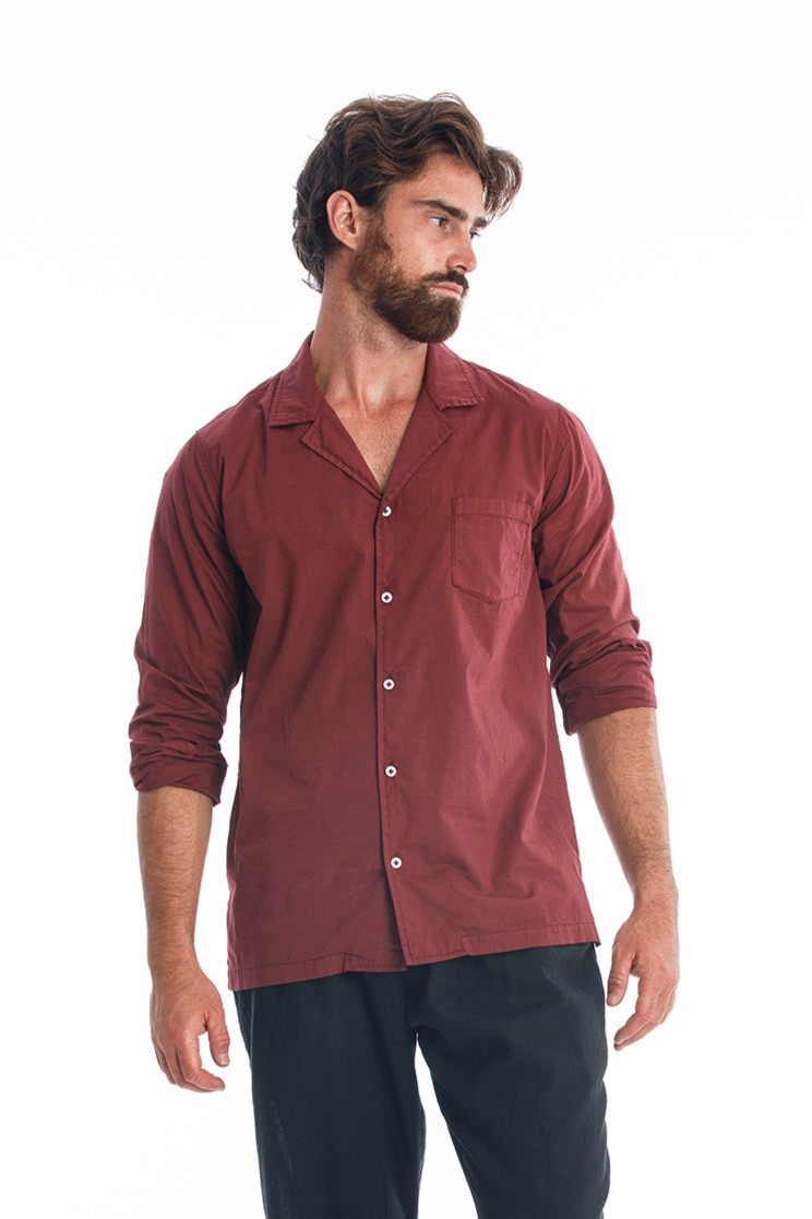 RAVENS VIEW IBIZA mannen vegan Shirt Daniele Donker Granaat