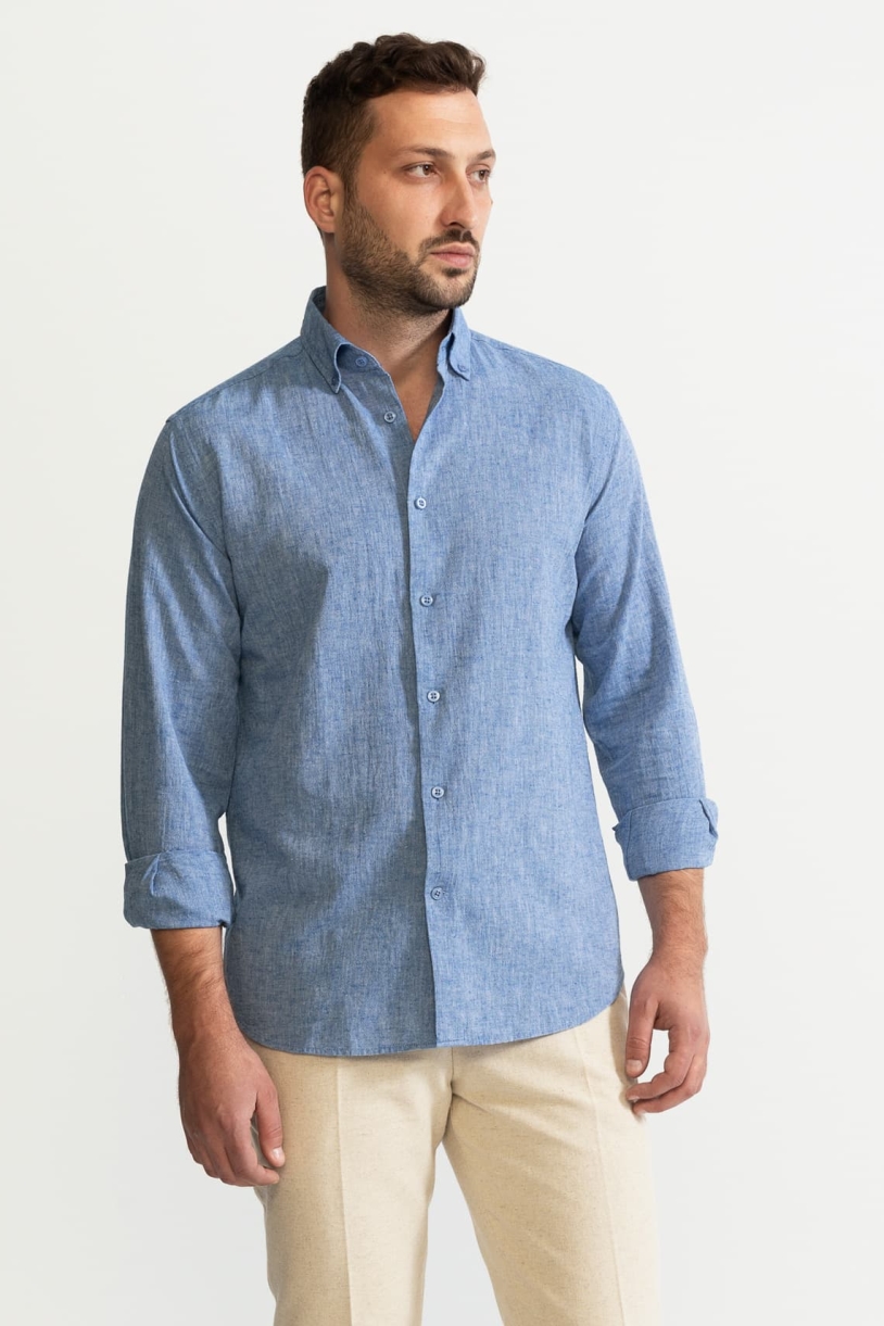 De IONESCU mannen vegan Shirt Godeanu Hemelsblauw