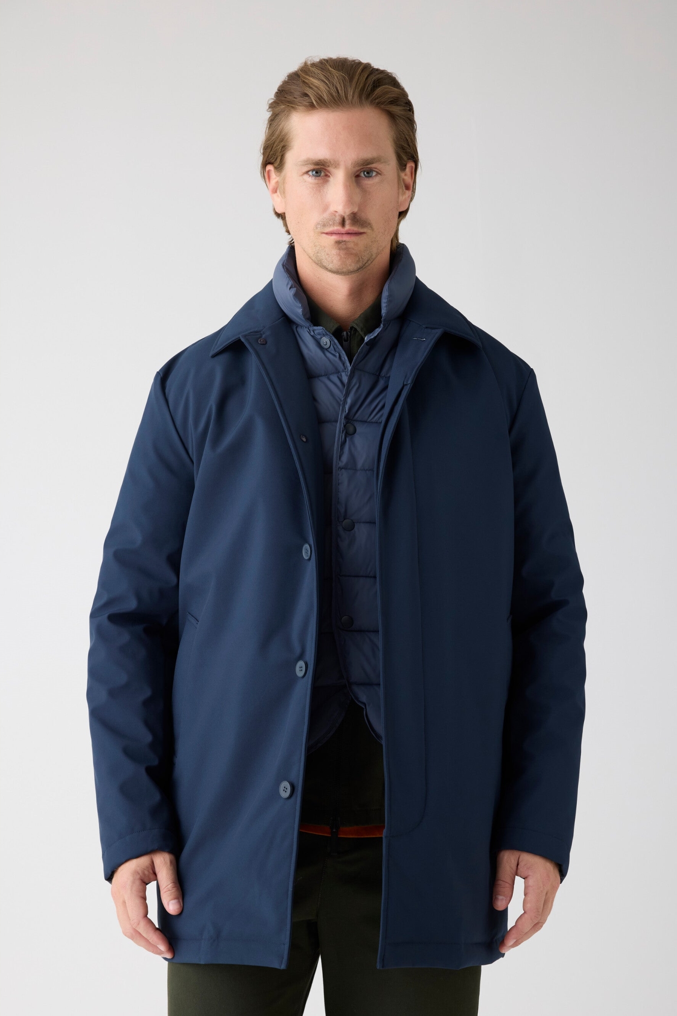 KnowledgeCotton Apparel mannen vegan Jas Autojas Climate Shell Total Eclipse Marineblauw