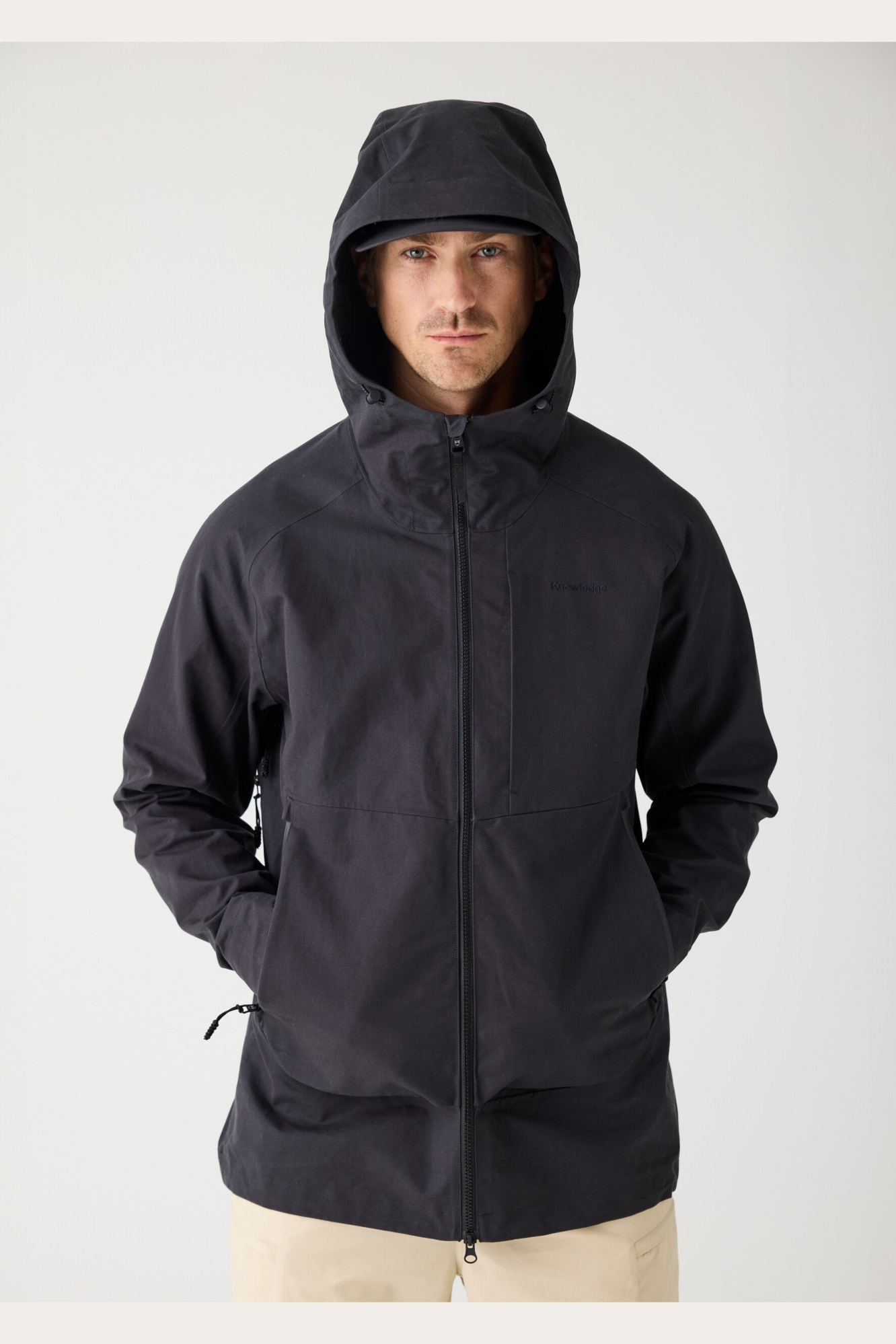 KnowledgeCotton Apparel mannen vegan Jack Vent Canvas Shell 270 Zwart Jet