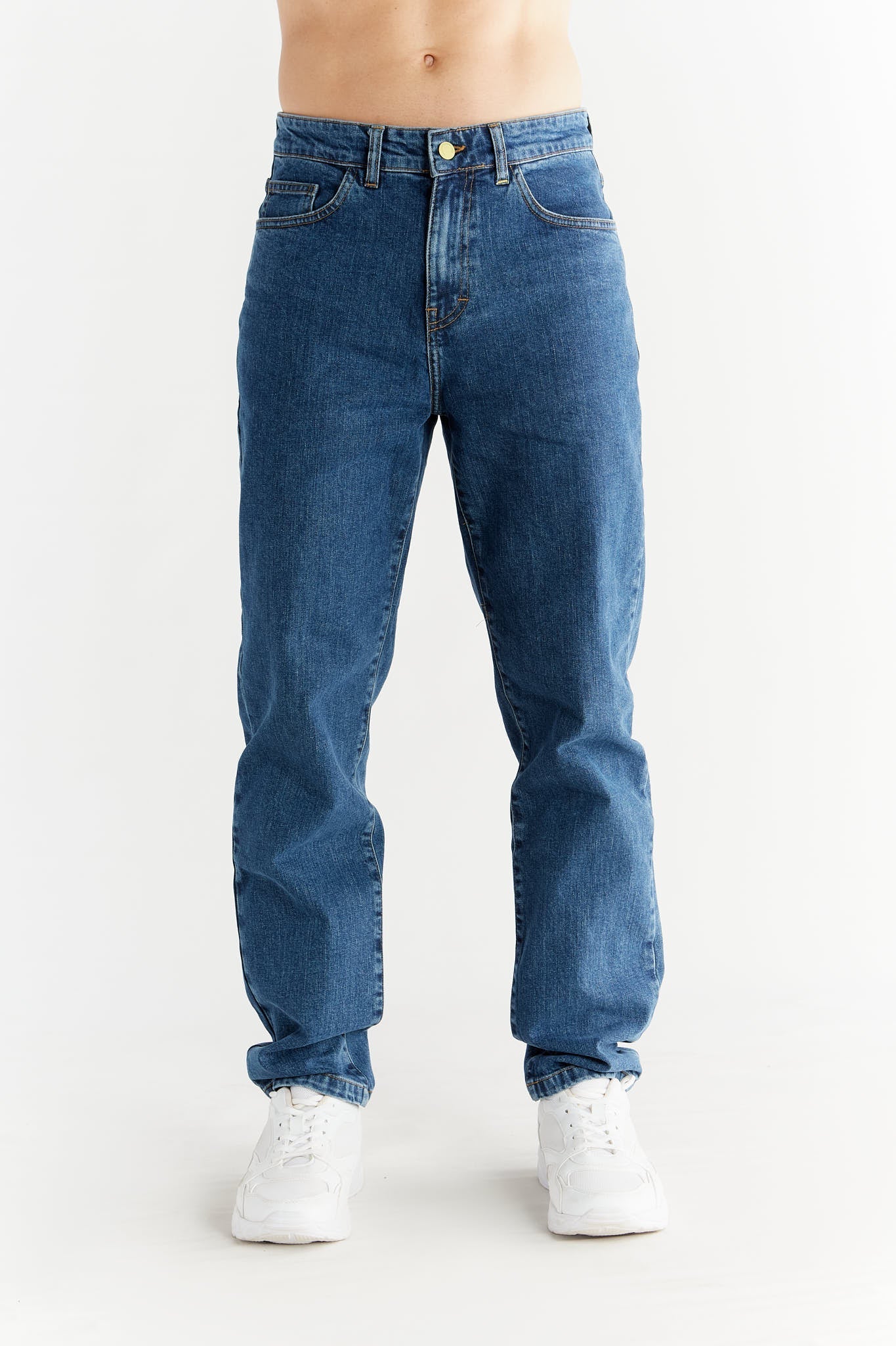 Evermind mannen vegan Jeans Rechte Pasvorm Lapisblauw