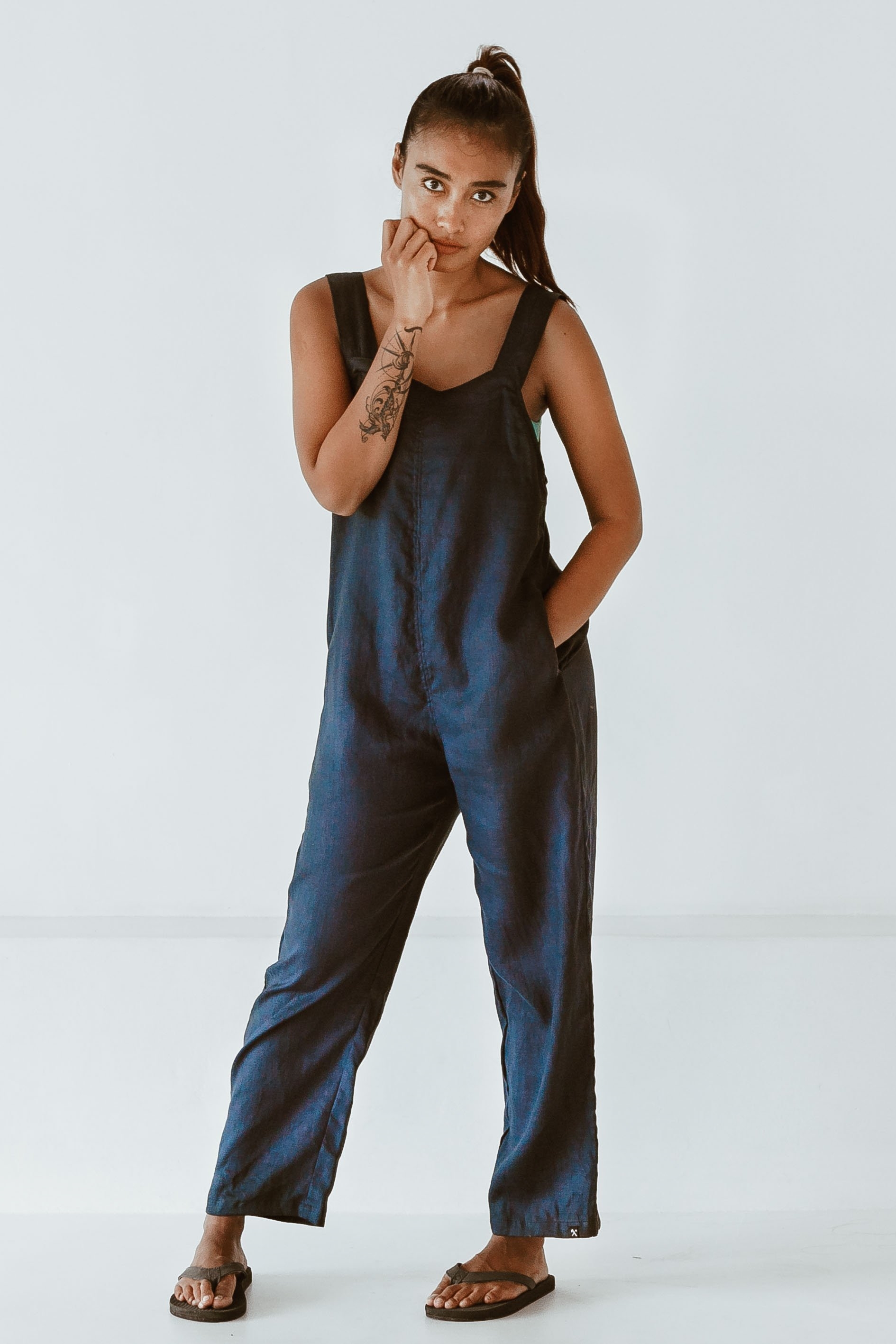 The Driftwood Tales  Jumpsuit Gerecycled Katoen Navy Blauw