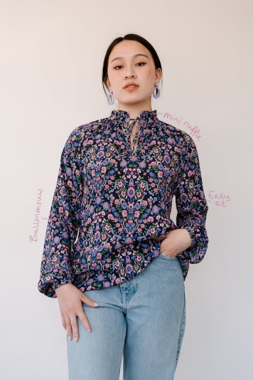 Common and Sense  Blouse Camilla Paars & Blauw