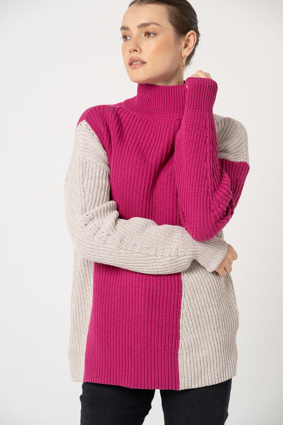 LOVJOI  Trui Thelisa Ecru/Fuchsia